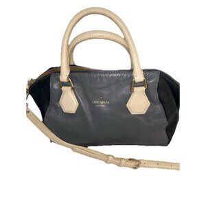 Kate Spade New York Catherine Gray Black Leather Satchel Handbag